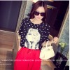 TE2635MZY Europe fashion joker dot chiffon T-shirt