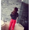 TE2635MZY Europe fashion joker dot chiffon T-shirt