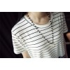 TE2649MZY Korean fashion slim stripes splicing letters print short sleeve dress