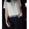 TE2649MZY Korean fashion slim stripes splicing letters print short sleeve dress