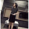 TE2649MZY Korean fashion slim stripes splicing letters print short sleeve dress