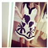 TE2671 V-neck print splicing slim sleeveless dress