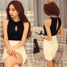 TE376SDHS Summer new style hollow out sexy backless sleeveless tops