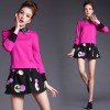 TE5812NS Embroidery cat doll collar long sleeve tops with dot skirt