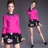 TE5812NS Embroidery cat doll collar long sleeve tops with dot skirt