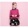 TE5812NS Embroidery cat doll collar long sleeve tops with dot skirt