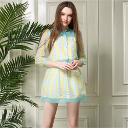 TE5824NS Europe fashion fresh organza tops with skirt two pieces suit