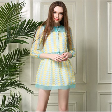 TE5824NS Europe fashion fresh organza tops with skirt two pieces suit