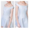 TE5827NS Sweet boat neck off shoulder slim waist dress