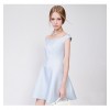 TE5827NS Sweet boat neck off shoulder slim waist dress