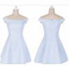 TE5827NS Sweet boat neck off shoulder slim waist dress