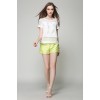 TE5835NS Hollow out grenadine splicing chiffon shirt with casual straight shorts