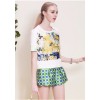 TE5837NS Fashion round neck print short tops