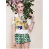 TE5837NS Fashion round neck print short tops