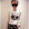 TE6091XPG Trendy sunglasses cat print sleeveless vest