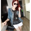 TE6092A Vintage rhinestone sequins long sleeve denim coat