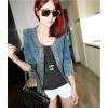 TE6092A Vintage rhinestone sequins long sleeve denim coat