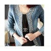 TE6092A Vintage rhinestone sequins long sleeve denim coat