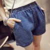 TE507AMT Summer elastic waist washing denim shorts