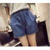 TE507AMT Summer elastic waist washing denim shorts