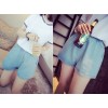 TE507AMT Summer elastic waist washing denim shorts