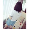 TE507AMT Summer elastic waist washing denim shorts