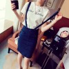 TE6232ZC Korean fashion peppy style denim suspender skirt