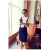 TE6232ZC Korean fashion peppy style denim suspender skirt