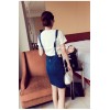 TE6232ZC Korean fashion peppy style denim suspender skirt