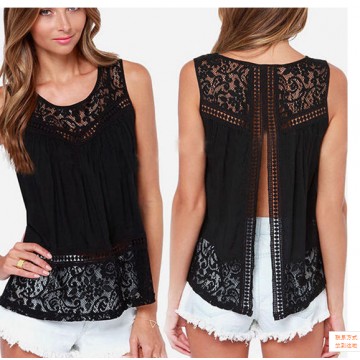 TE6250CL Europe fashion crochet lace vest tops