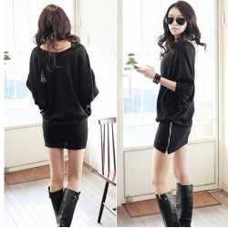 TE6304YYM Loose batwing zipper tight hip dress