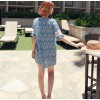 TE9773WJYS Summer fashion sweet lace splicing sleeve print dress