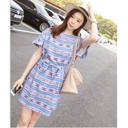 TE6333DLL Korean fashion national pope style vintage short sleeve dress