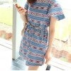 TE6333DLL Korean fashion national pope style vintage short sleeve dress