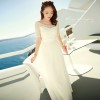 TE6372 Boat neck beads lace splicing chiffon bohemia maxi dress