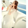 TE6372 Boat neck beads lace splicing chiffon bohemia maxi dress