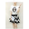 TE6393LDYZ Europe fashion print beads jacquard tops with wave pattern skirt