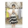 TE6393LDYZ Europe fashion print beads jacquard tops with wave pattern skirt