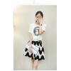 TE6393LDYZ Europe fashion print beads jacquard tops with wave pattern skirt