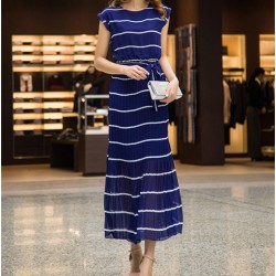 TE6490 Stripes bohemia style chiffon maxi dress