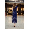 TE6490 Stripes bohemia style chiffon maxi dress