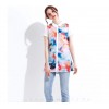 TE6793YGZ Europe fashion print slim long blouse