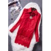 TE6917MEY Korean fashion lace splicing pure color lapel shirt