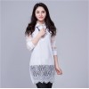 TE6917MEY Korean fashion lace splicing pure color lapel shirt