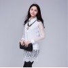 TE6917MEY Korean fashion lace splicing pure color lapel shirt