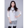 TE6917MEY Korean fashion lace splicing pure color lapel shirt