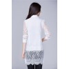 TE6917MEY Korean fashion lace splicing pure color lapel shirt