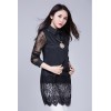 TE6917MEY Korean fashion lace splicing pure color lapel shirt