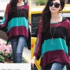 TE6050BLKColorful stripes batwing chiffon tops with vest two pieces