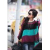 TE6050BLKColorful stripes batwing chiffon tops with vest two pieces